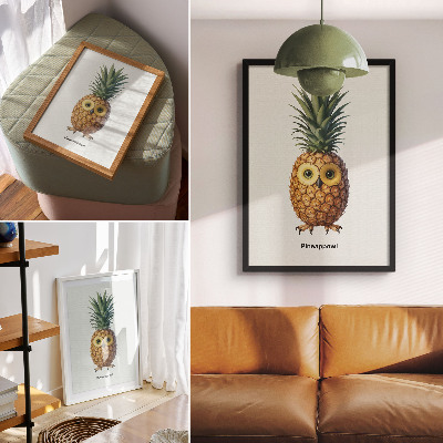 Affiche décorative Une combinaison fantaisiste d'ananas et de hibou
