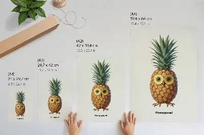 Affiche décorative montrant une combinaison fantaisiste d'ananas et de hibou