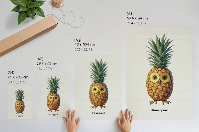 Affiche décorative Une combinaison fantaisiste d'ananas et de hibou