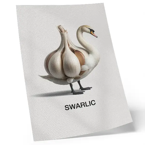 Impression sur toile représentant un cygne au style surréaliste avec une touche d'ail