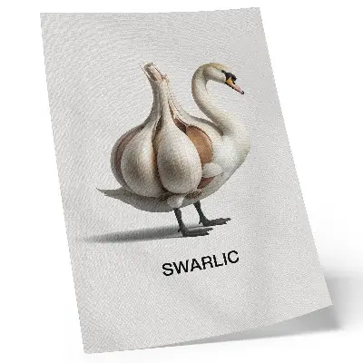 Impression sur toile représentant un cygne au style surréaliste avec une touche d'ail