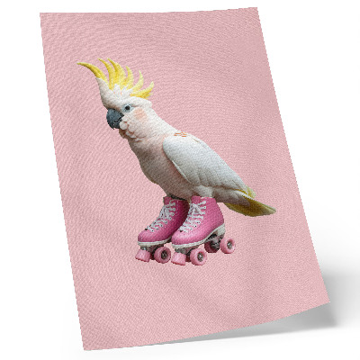 Affiche décorative Un perroquet sur des patins à roulettes, des couleurs pastel, la modernité