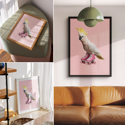 Affiche décorative Un perroquet sur des patins à roulettes, des couleurs pastel, la modernité