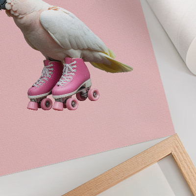 Affiche décorative Un perroquet sur des patins à roulettes, des couleurs pastel, la modernité