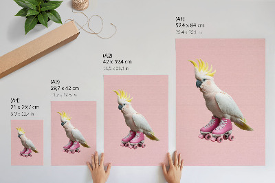 Affiche décorative Un perroquet sur des patins à roulettes, des couleurs pastel, la modernité