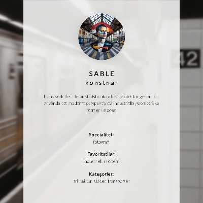Affiche décorative Tramway bleu, vie citadine par temps de pluie