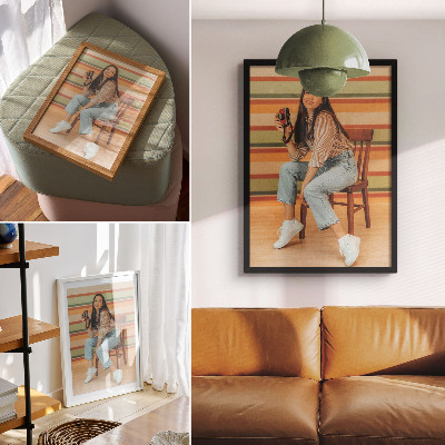 Impression sur toile Inspiration rétro, ondes positives, rayures horizontales