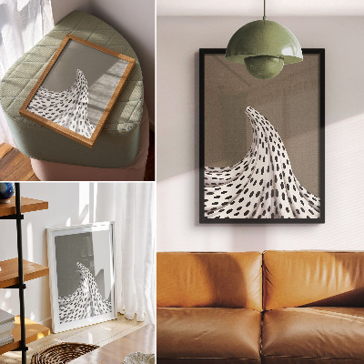 Affiche décorative Motif minimaliste à pois noirs sur fond beige
