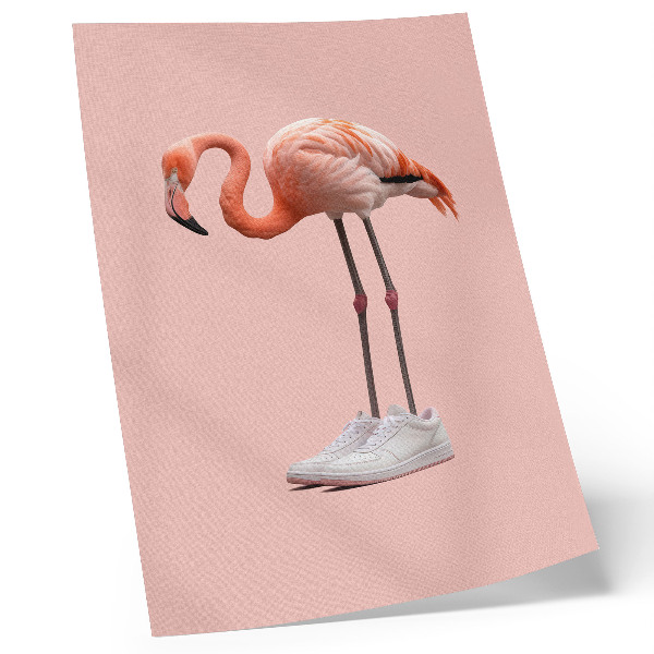 Décoration murale chaussures de sport rose flamant sur fond rose