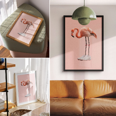 Décoration murale chaussures de sport rose flamant sur fond rose