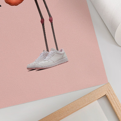 Décoration murale chaussures de sport rose flamant sur fond rose