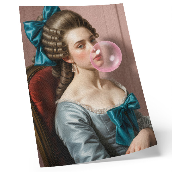 Décoration murale Portrait d'une femme mâchant du chewing-gum, style rétro