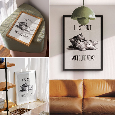 Affiche décorative Un chaton sur fond gris dans un style minimaliste