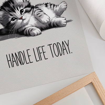 Affiche décorative Un chaton sur fond gris dans un style minimaliste