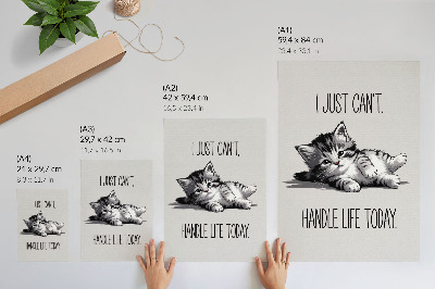 Affiche décorative Un chaton sur fond gris dans un style minimaliste
