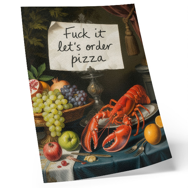 Affiche décorative Inscription humoristique sur le homard aux couleurs éclectiques