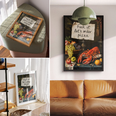 Affiche décorative Inscription humoristique sur le homard aux couleurs éclectiques