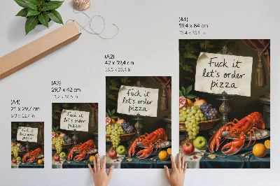 Affiche décorative Inscription humoristique sur le homard aux couleurs éclectiques