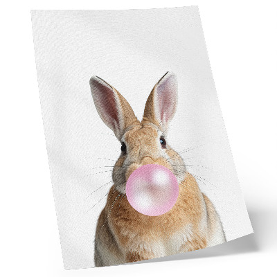 Affiche décorative lapins animaux chewing-gum rose