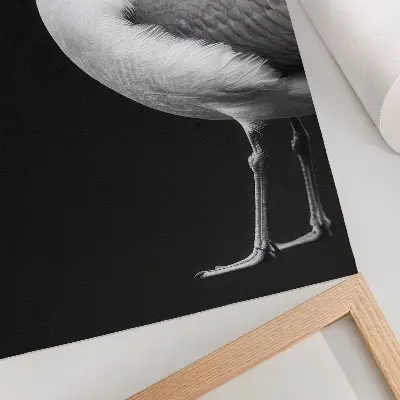 Décoration murale illustration minimaliste contrastée représentant un oiseau noir sur fond blanc