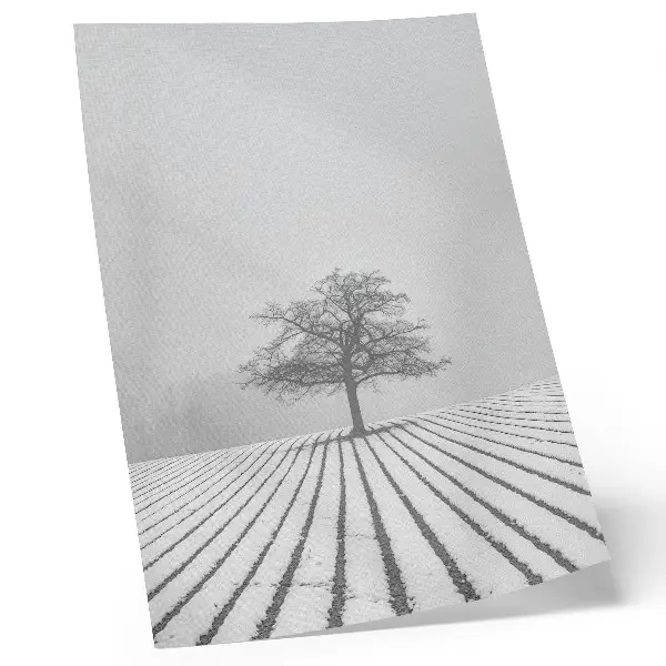 Impression sur toile arbre dans la neige au paysage hivernal minimaliste