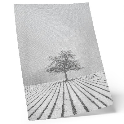 Impression sur toile Arbre dans la neige, paysage hivernal minimaliste