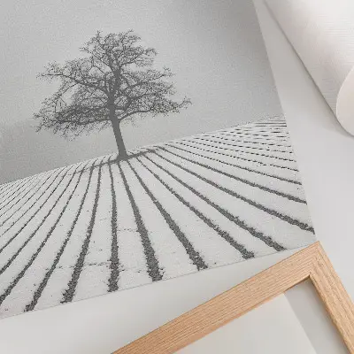 Impression sur toile arbre dans la neige au paysage hivernal minimaliste