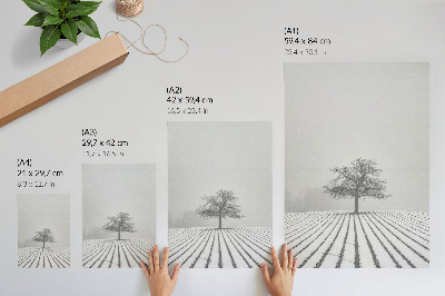Impression sur toile Arbre dans la neige, paysage hivernal minimaliste