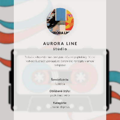 Affiche décorative Silhouettes colorées d'un magnétophone rétro