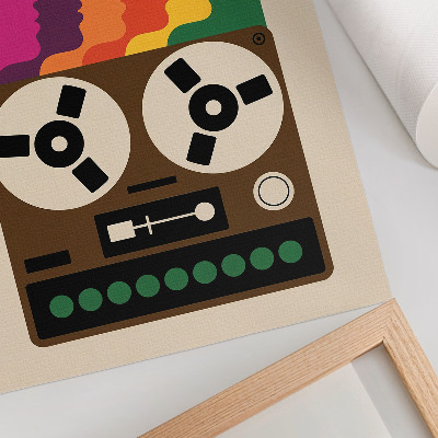 Affiche décorative Silhouettes colorées d'un magnétophone rétro