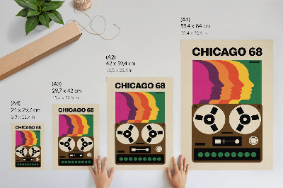 Affiche décorative Silhouettes colorées d'un magnétophone rétro