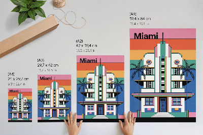 Impression sur toile Art déco, couleurs tropicales, palmiers, énergie de Miami