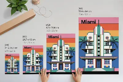 Impression sur toile motif art déco aux couleurs tropicales avec des palmiers dans l'esprit de Miami