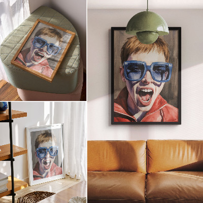 Décoration murale Portrait d'une personne portant des lunettes, couleurs vives, émotions