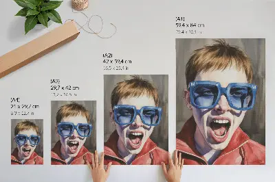 Décoration murale portrait d'une personne à lunettes aux couleurs vives et expressives