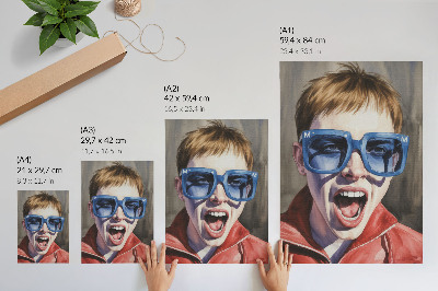 Décoration murale Portrait d'une personne portant des lunettes, couleurs vives, émotions