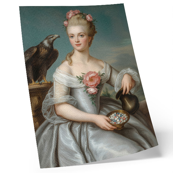Décoration murale Portrait d'une femme avec un aigle sur fond naturel