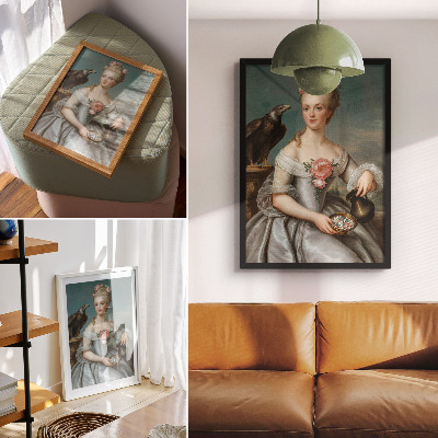 Décoration murale Portrait d'une femme avec un aigle sur fond naturel