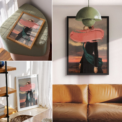 Impression sur toile Figurine classique avec contraste rose