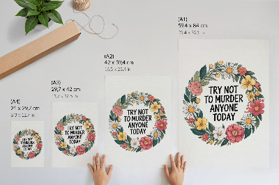 Affiche décorative Une couronne de fleurs avec une inscription amusante