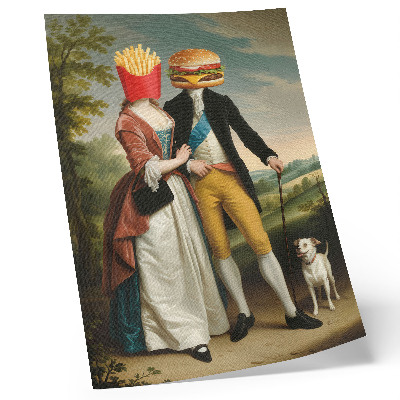Décoration murale Scène surréaliste, humour, têtes, frites, hamburger