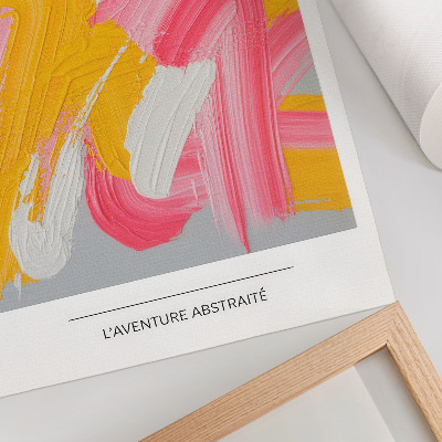 Affiche décorative Des traits dynamiques de rose, jaune et blanc