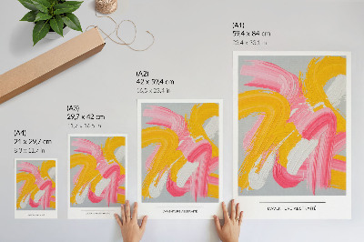 Affiche décorative Des traits dynamiques de rose, jaune et blanc