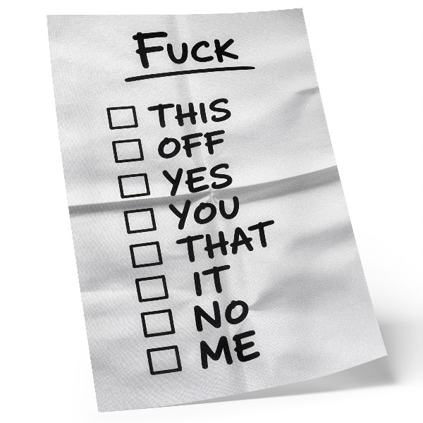 Impression sur toile Texte noir sur fond blanc avec une liste d'options