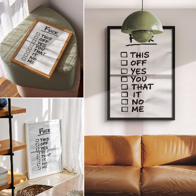 Impression sur toile Texte noir sur fond blanc avec une liste d'options