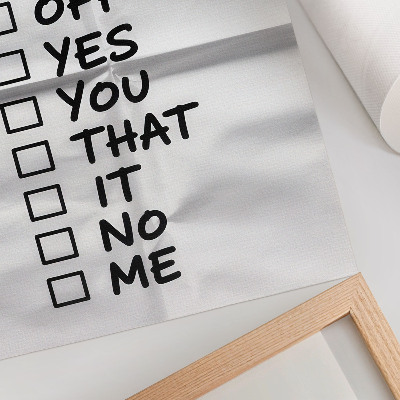 Impression sur toile Texte noir sur fond blanc avec une liste d'options