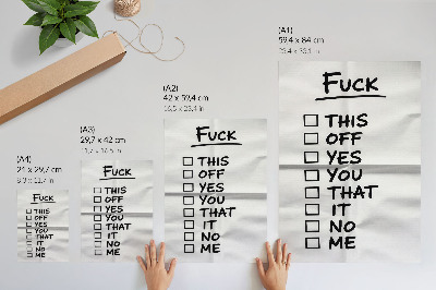 Impression sur toile Texte noir sur fond blanc avec une liste d'options
