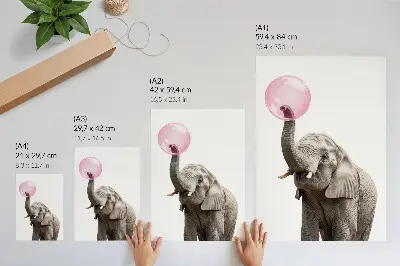 Affiche décorative éléphant avec motif bulle esprit moderne, humoristique et doux