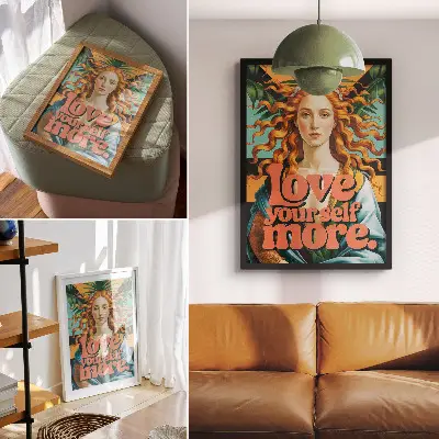 Impression sur toile une femme écrivant des lettres contrastées