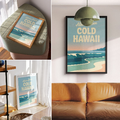 Affiche décorative typographie moderne paysage naturel plages